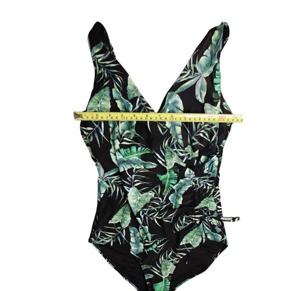 Niptuck Green‎ Jungle Tropical Ruched Wrap 1pc Moderate Coverage Swimsuit sz 6 - Picture 7 of 12